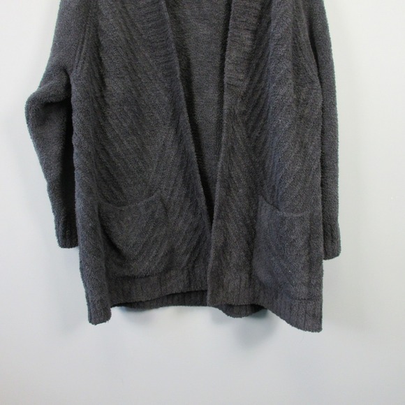 Barefoot Dreams CozyChic Directional Ribbed Cardigan Women 2X Gray Open Soft 840 - Picture 5 of 8
